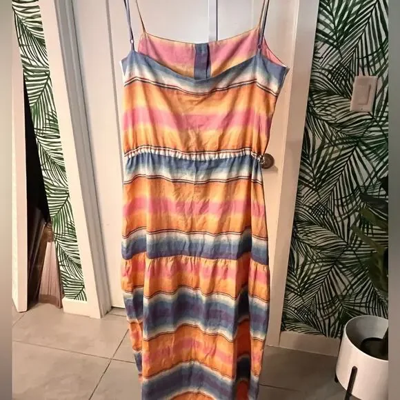 Triya Livi Striped Drawstring Maxi Dress Medium - Picture 6 of 10